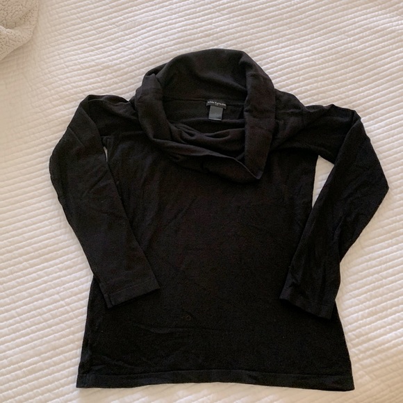 Ann Taylor Stretch Knit Cowl Neck Sweater Black M - Picture 1 of 4